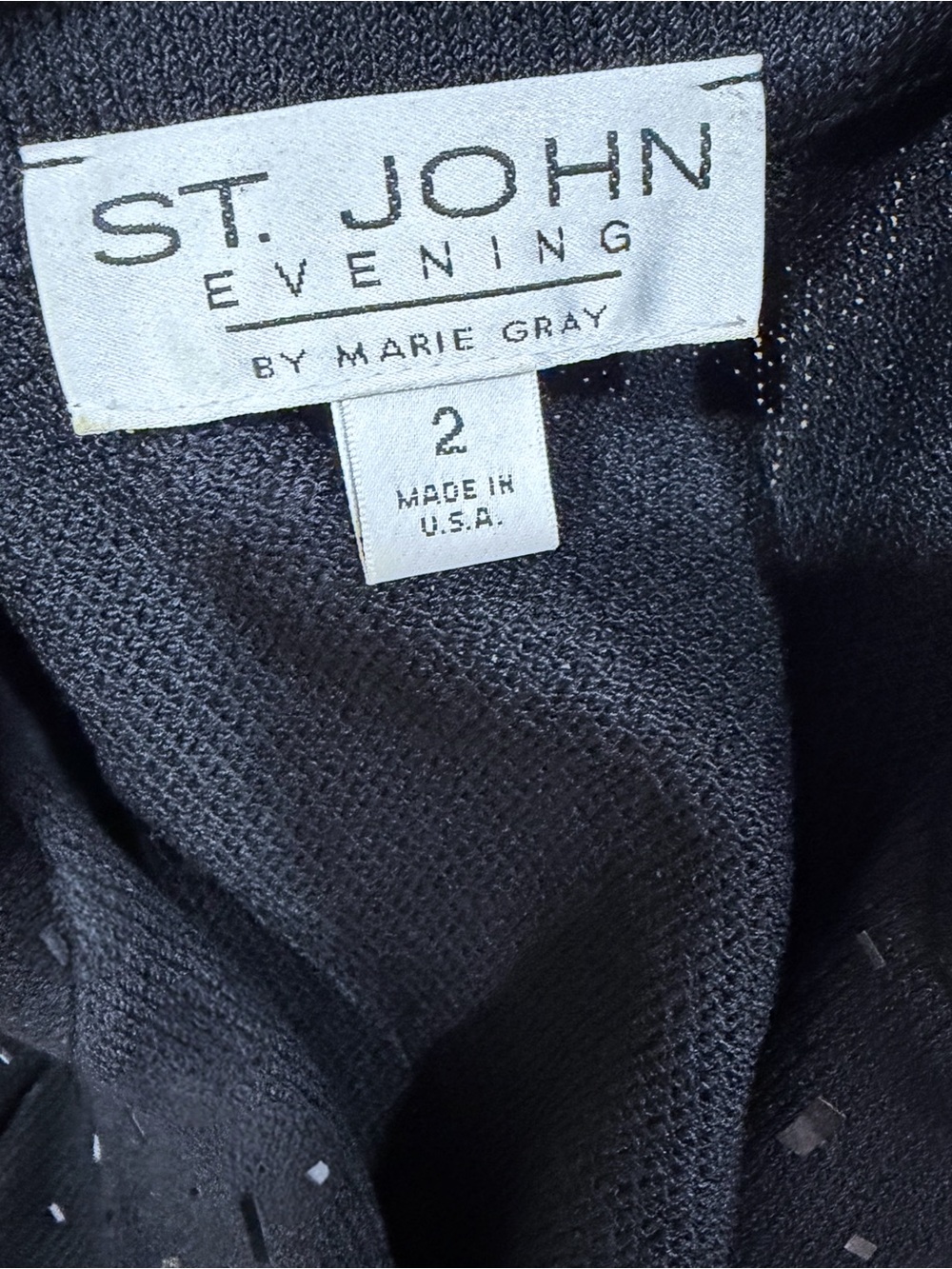St. John Evening Marie Gray Santana Knit Skirt Suit Mirrored Paillette Black Set - Picture 5 of 11
